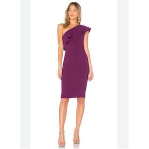 Likely Wilshire One Shoulder Dress | Plum Ruffle Cocktail Formal Midi | Size 2